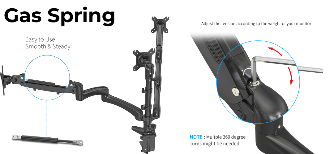 Acatana Triple Monitor Desk Mount Stand 3 Arm Computer Screen Holder Articulating up to 13 - 32" 8kg ACA-GM135D