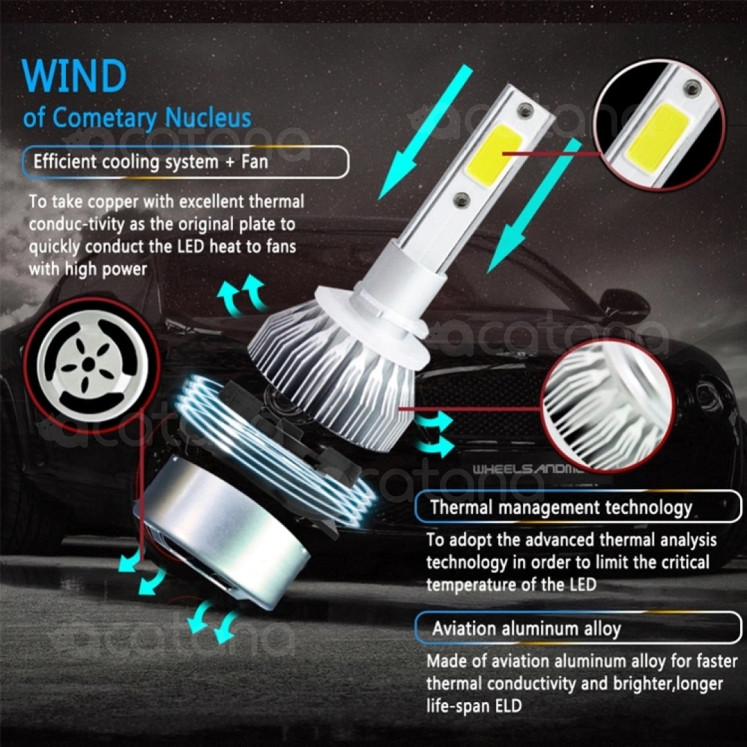 C6 White LED Headlight H4 HB2 9003 Globes Car Bulbs Kit 7600LM image-8