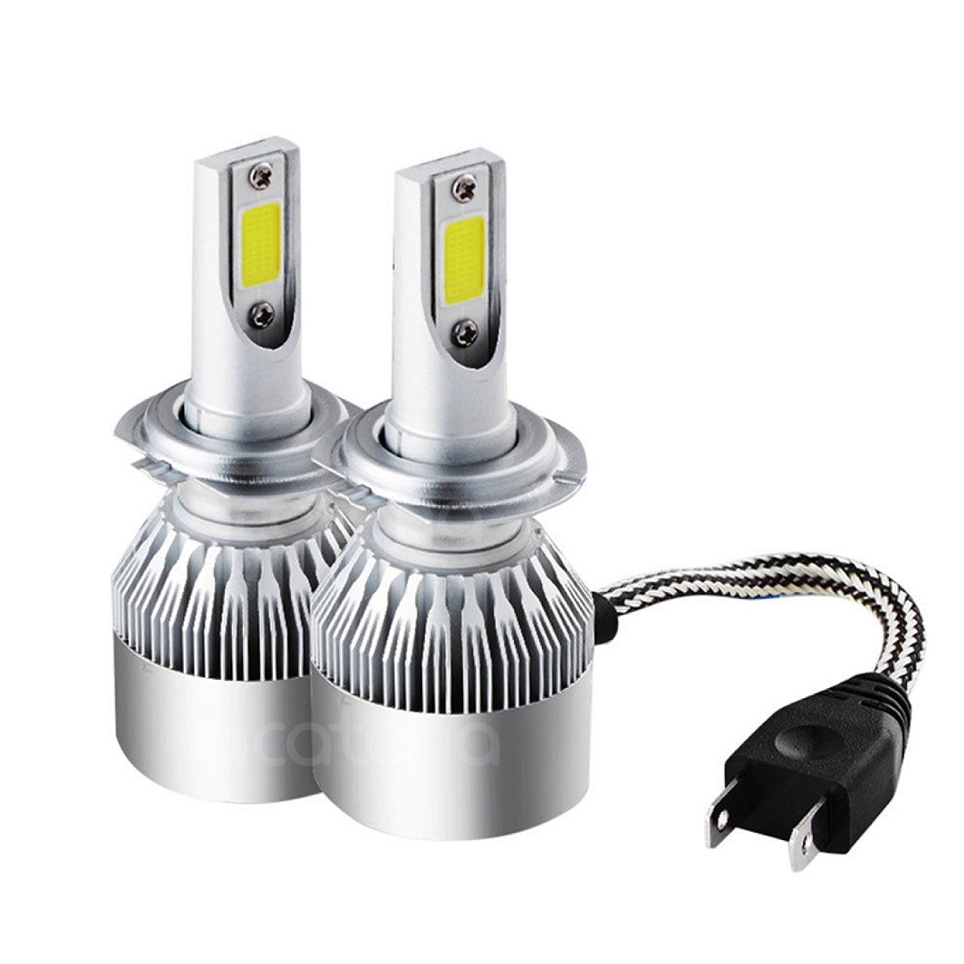 C6 White LED Headlight H7 Globes Car Bulbs Hight Low Beam 7600LM image-2
