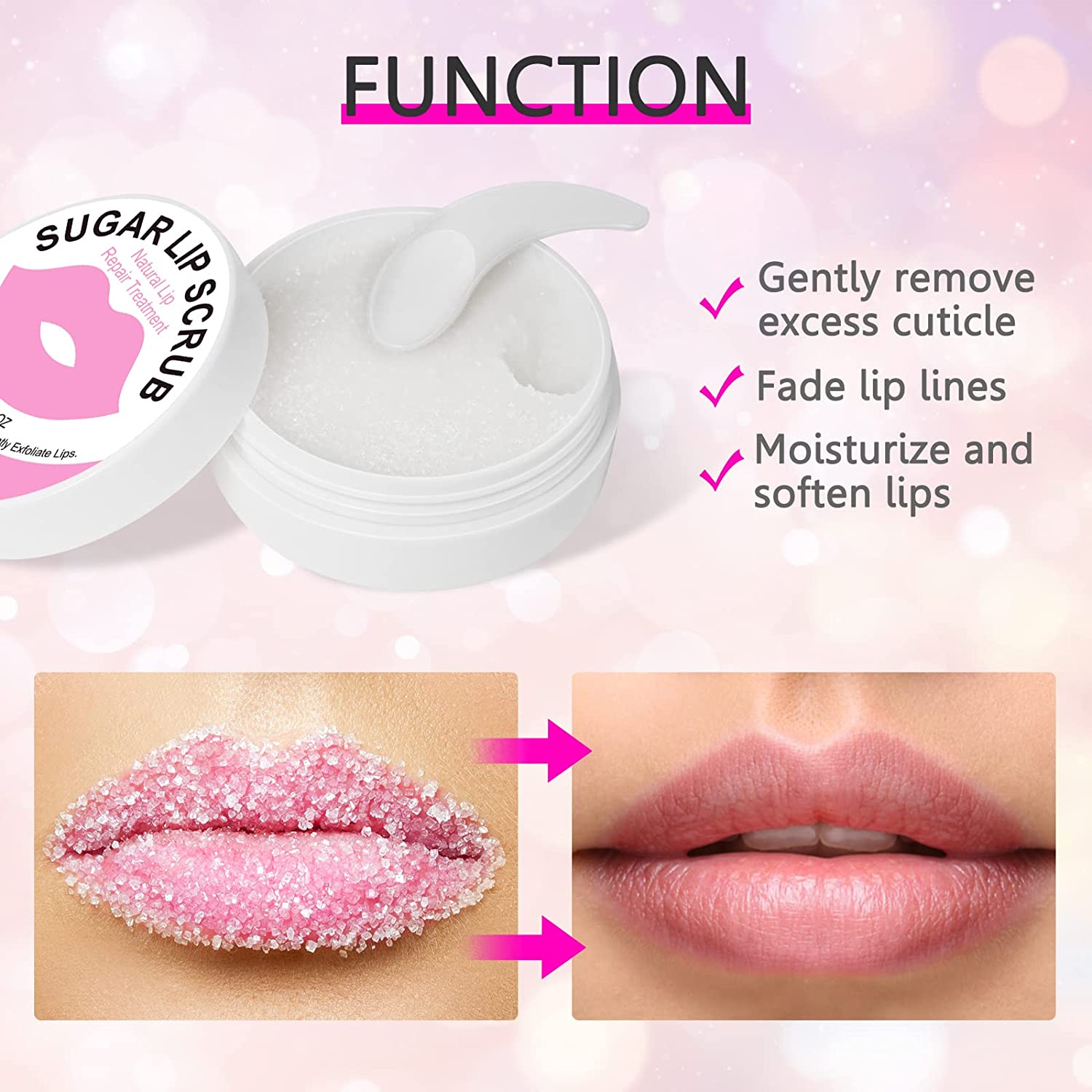 Aliver Sugar Lip Scrub Exfoliator Natural Lips Moisturizer Repair Lips Lines Cracked Removal Treatment