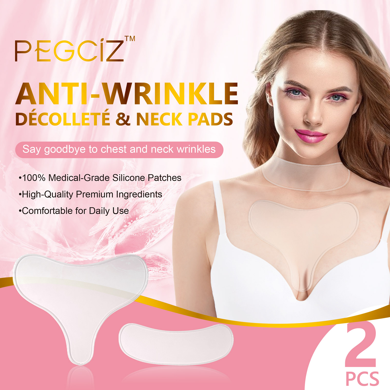 Pegciz Anti Wrinkle Pads Decollete Neck ChestAging Pads Lifting Silicone Patches Reusable