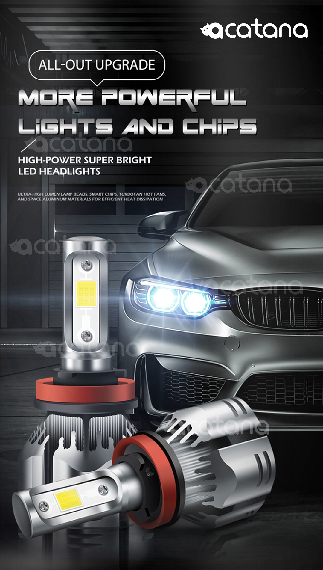 super bright R11 LED Headlight Globes Kit H11 H9 H8 Conversion Bulb