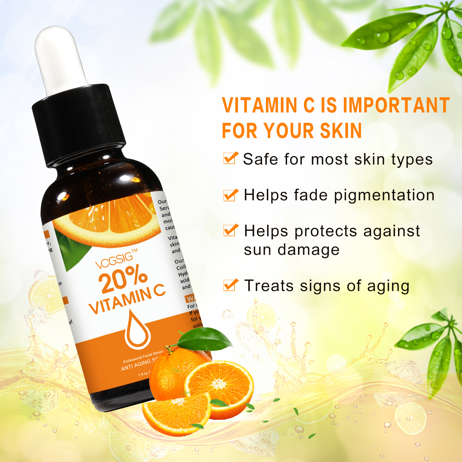 VOGSIG Vitamin C Anti Age Serum Hyaluronic Acid Pure Retinol Anti-Aging Collagen Face