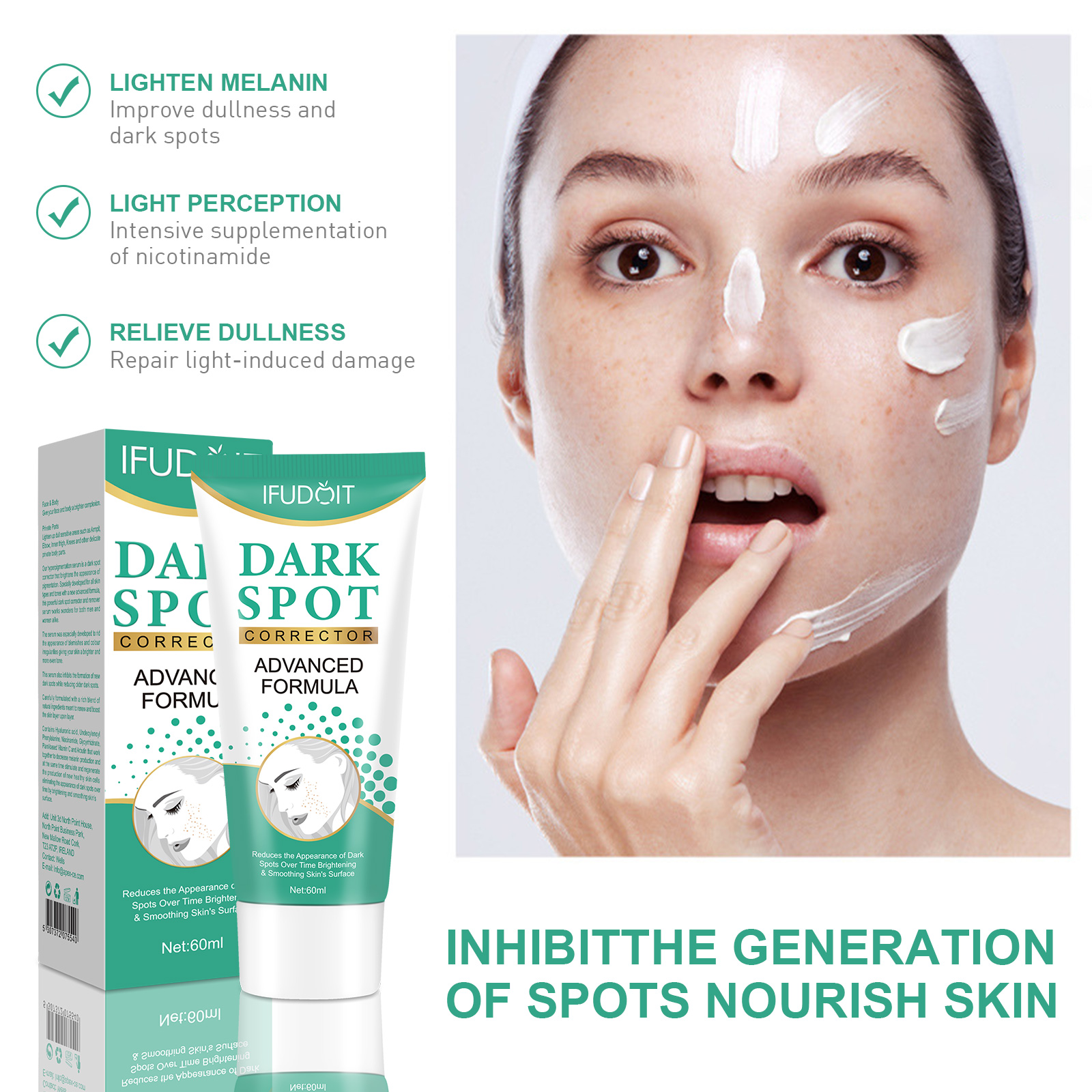 Iffudoit Dark Spot Remover Face Body Skin Tone Corrector Freckle Aging Blemishes Whitening Pigmentation Lightening 50ml Hyaluronic Acid Retinol