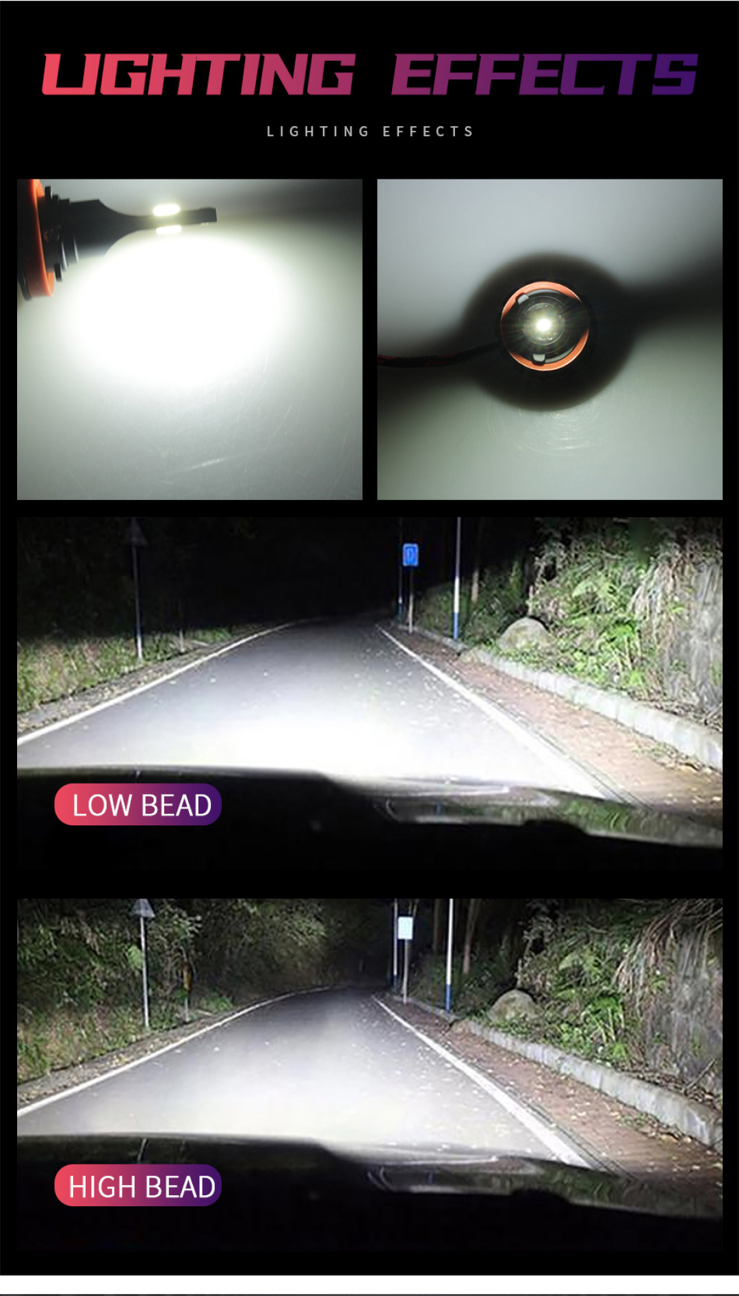 Hi/Low Beam S8 Headlight Car Bulbs Kit H11 H8 H9 LED Globes