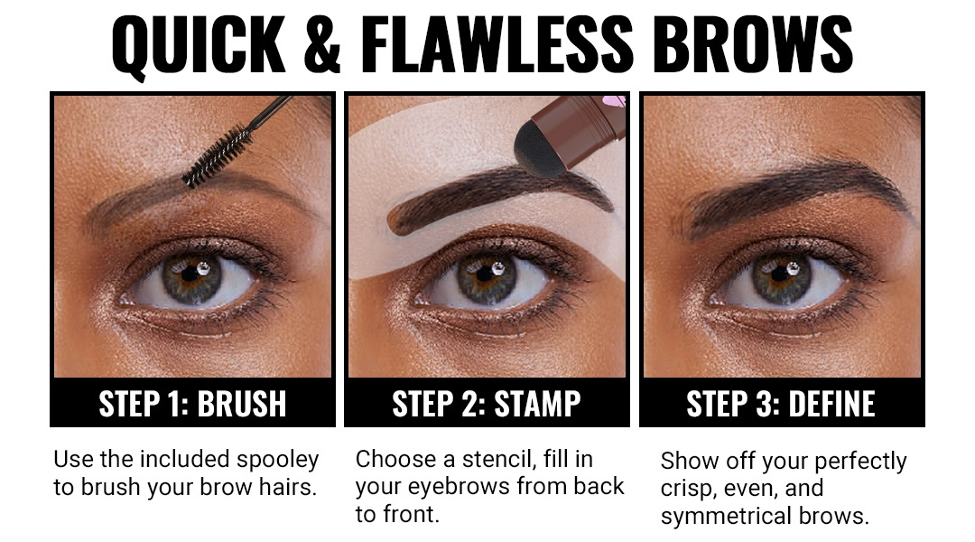 Elaimei Eyebrow Stamp Shaping Kit Powder Stencil Makeup Set One Step Shape Brow Grey