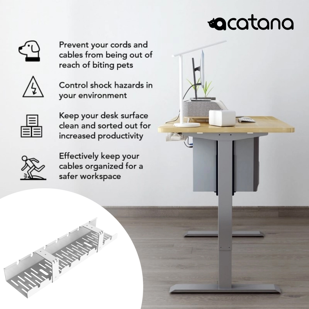 Acatana Cable Management Tray Organizer Under Desk Tidy Cord Wire Line Holder