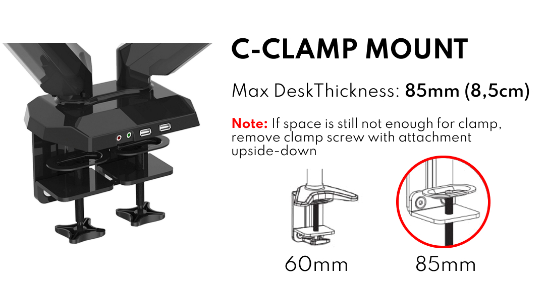 Dual Monitor Stand Arm Mount +Tray Holder Adapter For Laptop Bracket Screen 32''