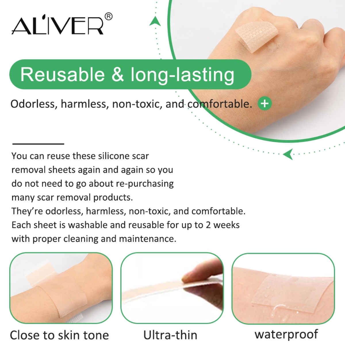 EFFECTIVE SILICONE SCAR SHEETS Aliver