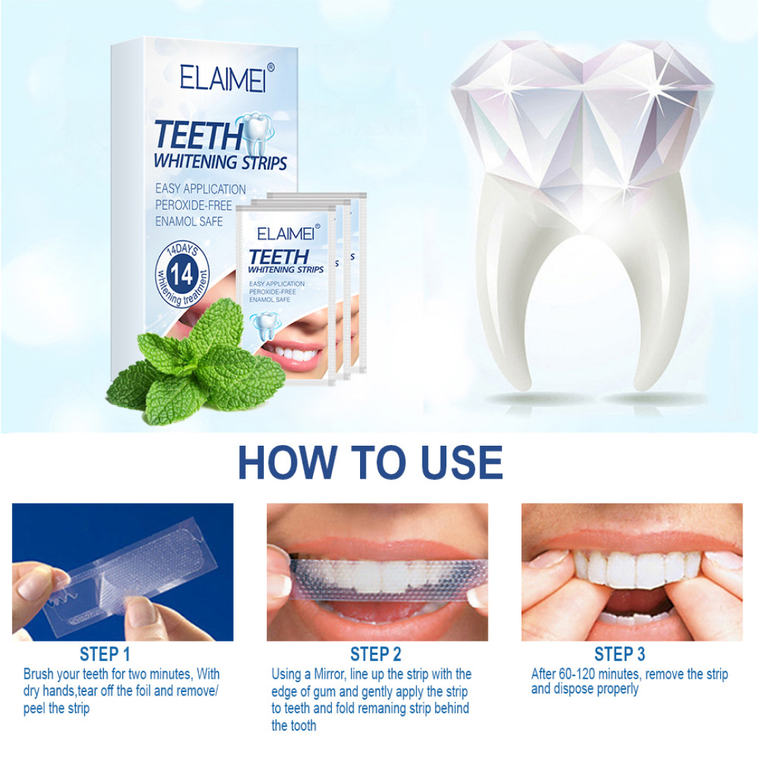 Elaimei Teeth Whitening Strips Gel Whitestrips 3D White Professional Effects Tooth Clean Dentist for Dental Bleaching Oral Instant Home