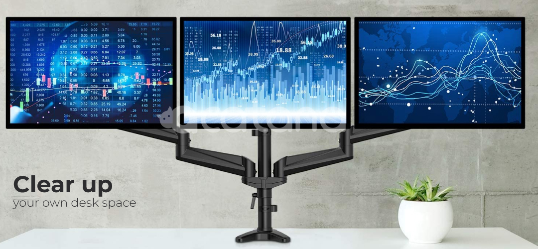 Acatana Triple Monitor Desk Mount Stand 3 Arm Computer Screen Holder Articulating up to 13 - 32" 8kg ACA-GM135D
