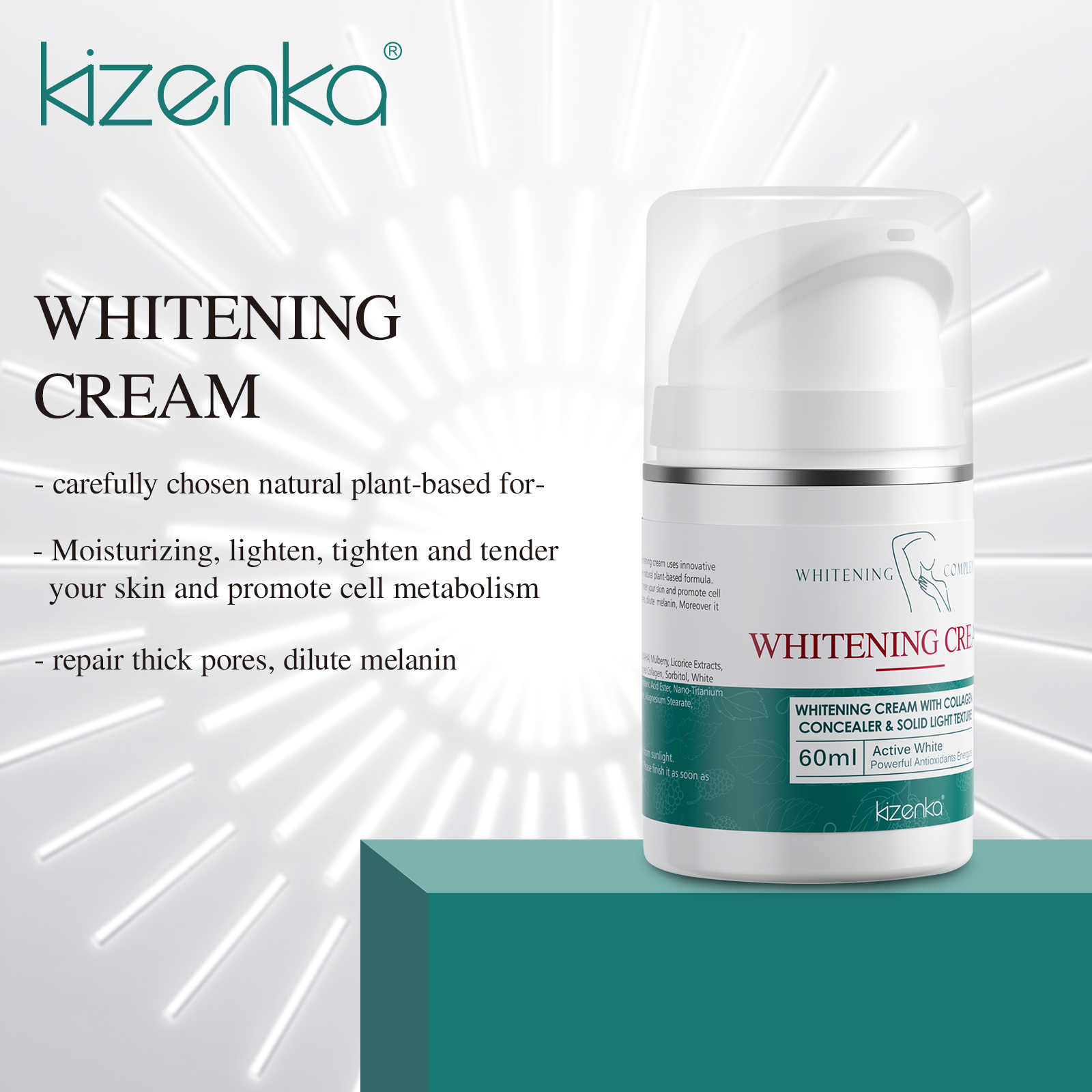 Kizenka Skin Whitening Cream Instant Complex Body Underarm Bleaching Legs Brightening Armpit Knees Collagen Concealer Antioxidant