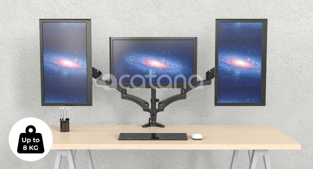Acatana Triple Monitor Desk Mount Stand 3 Arm Computer Screen Holder Articulating up to 13 - 32" 8kg ACA-GM135D