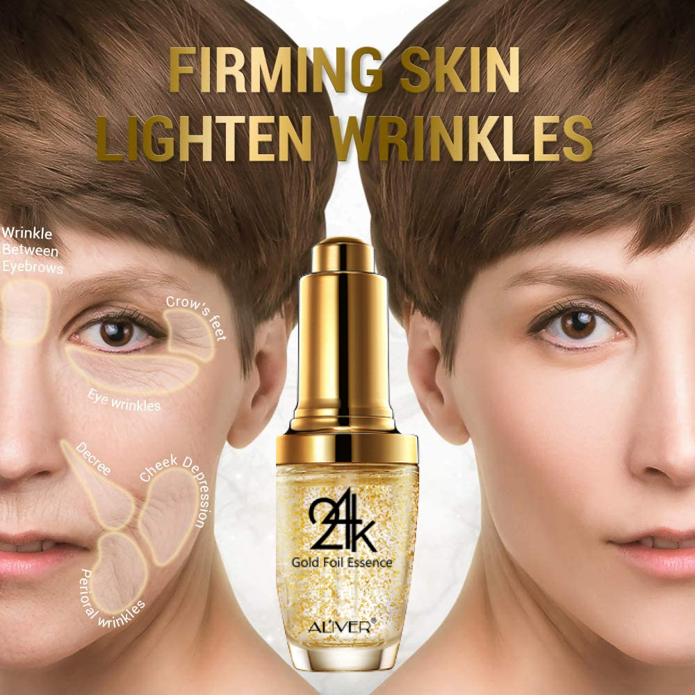 K Gold Face Essence, Anti Aging & Wrinkle Moisturizing Firming Face Serum, Treatment for Skin Care with Hyaluronic Acid Serum
