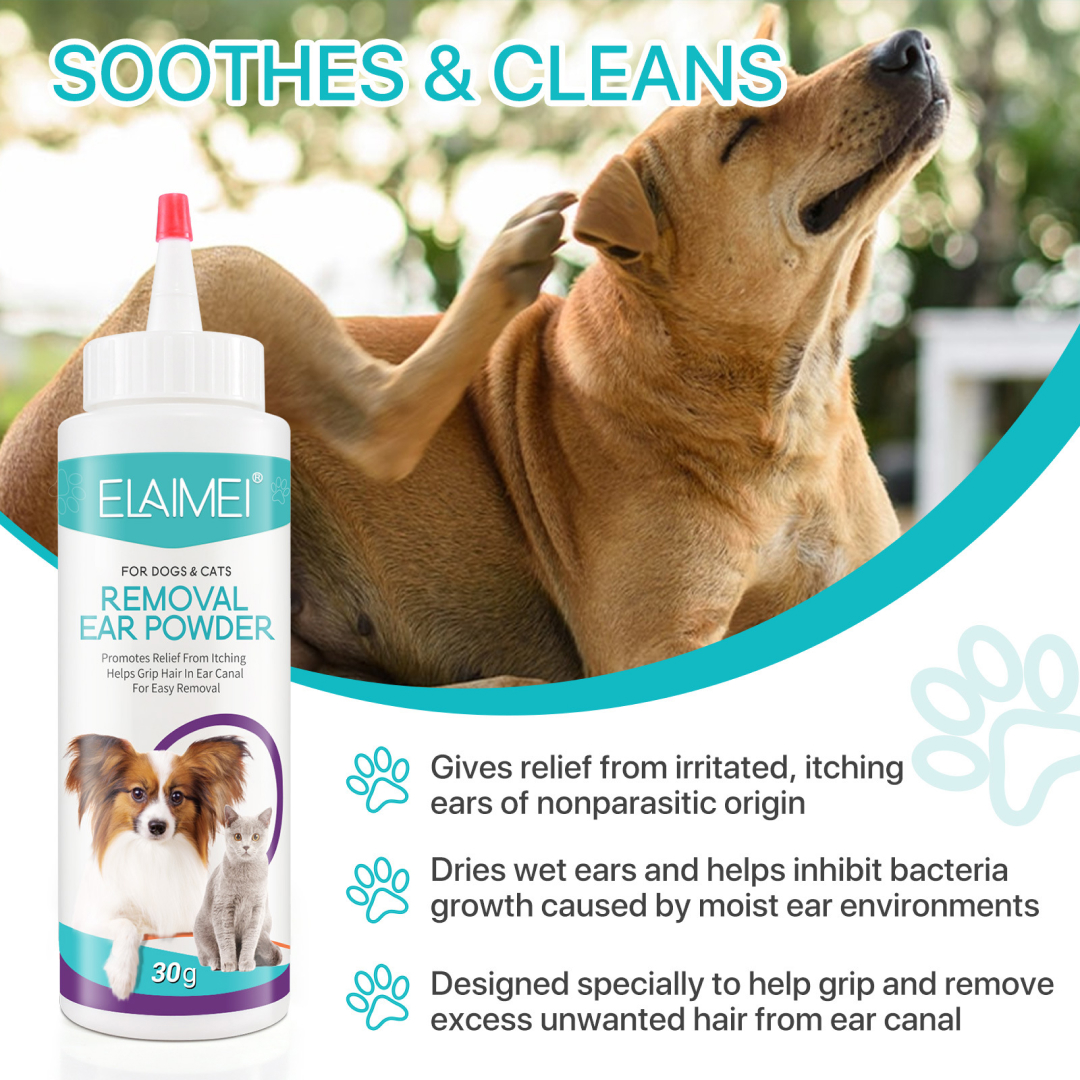 Elaimei Pet Ear Fresh Ear Powder for Dogs Cats Grooming Smell Odor Remover Ears Care Cleaner 