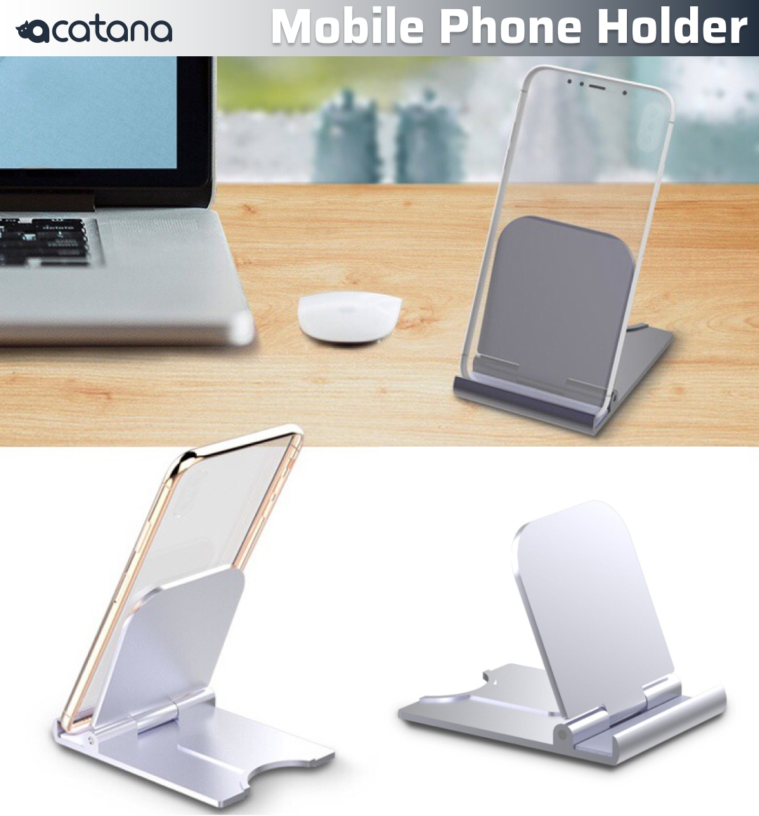 Universal Mobile Phone Holder Stand Bracket For iPhone Samsung Folding Aluminium