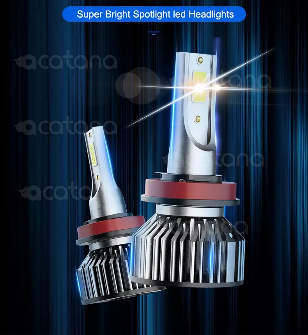 Light Source: H11 H8 H9 LED Headlight Globes Kit High Low Beam Upgrade Lamp Bulbs Globes