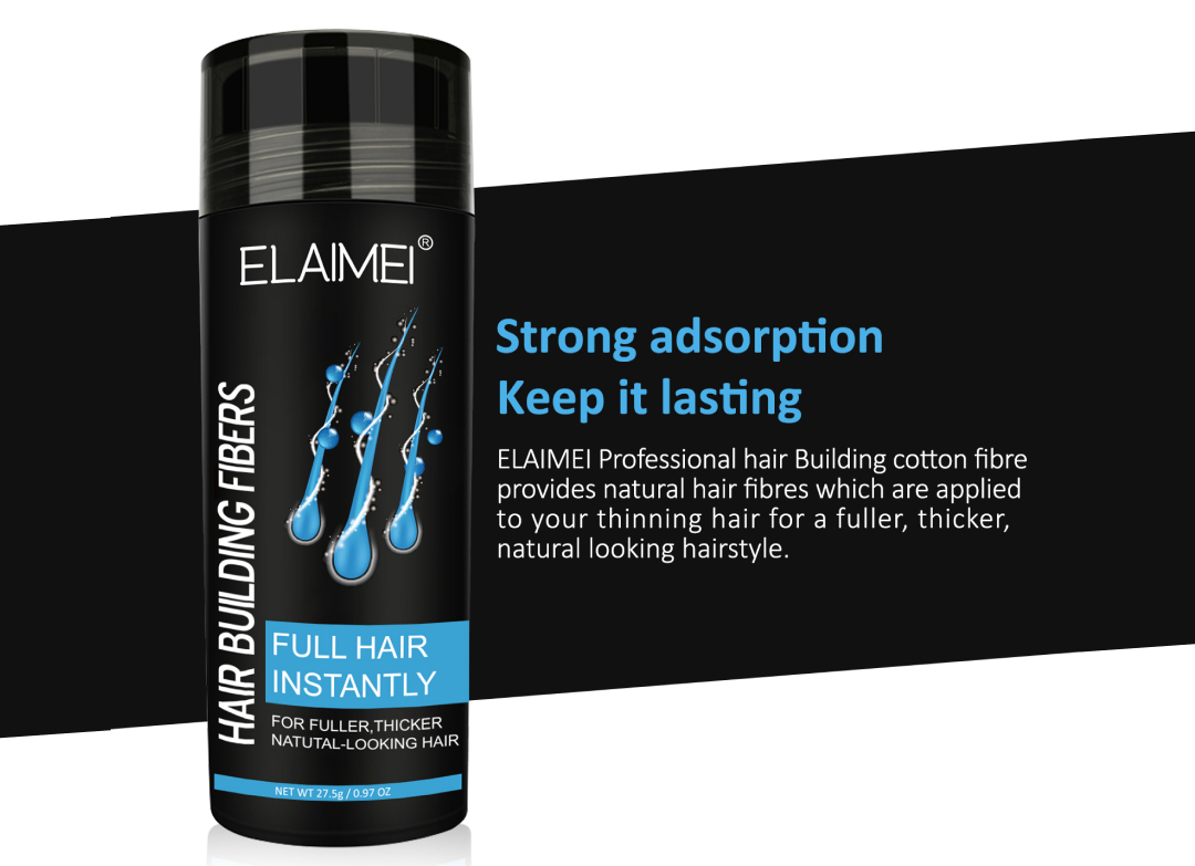 ELAIMEI Hair Loss Building Fibers 27.5g Alopecia Keratin Thicker Concealer Fiber Medium Brown