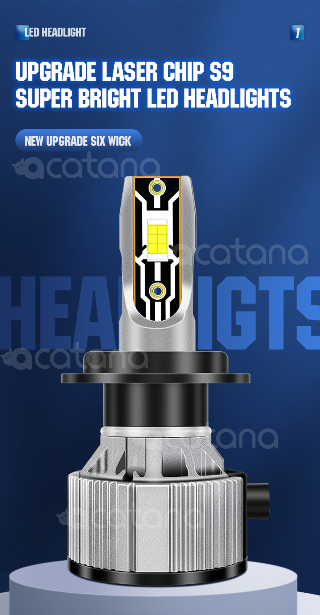 Ultra slim design acatana HB2 9003 H4 LED Headlight Globes Kit