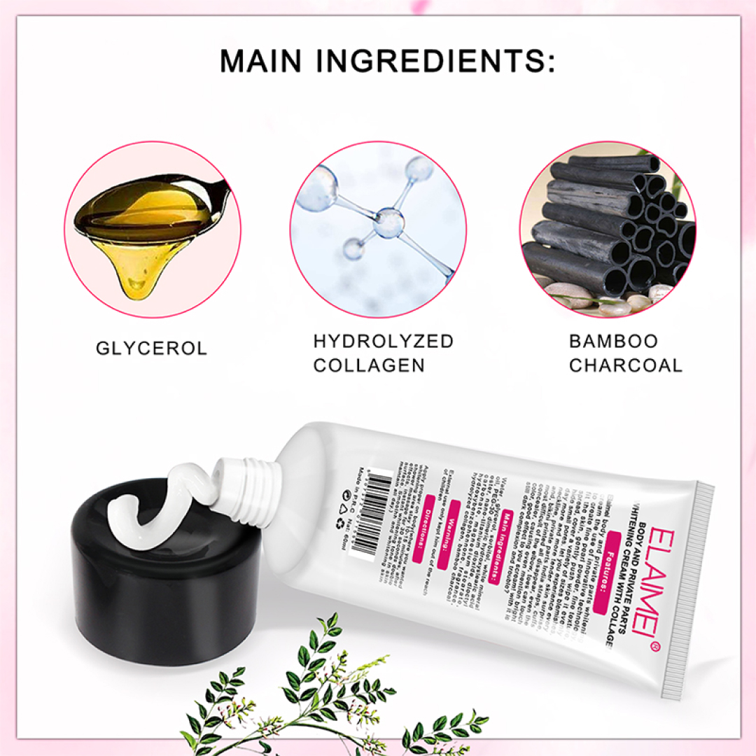  Elaimei Skin Whitening Cream is formulated with highly effective ingredients for the dark skin on your body.