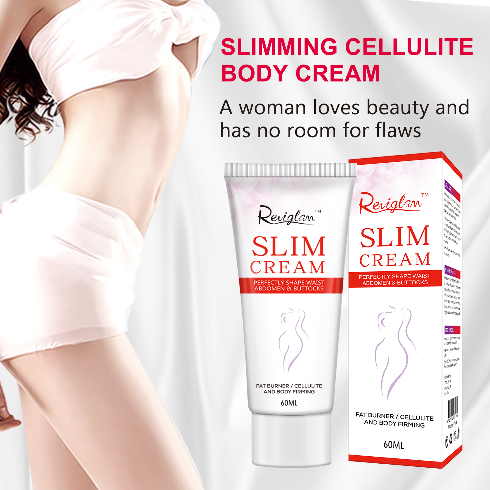 Reviglam Effective Slimming Body Cream Weight Loss Fat Burner Cellulite Removal Full Firming Shape Shaping Waist Abdomen and Buttocks