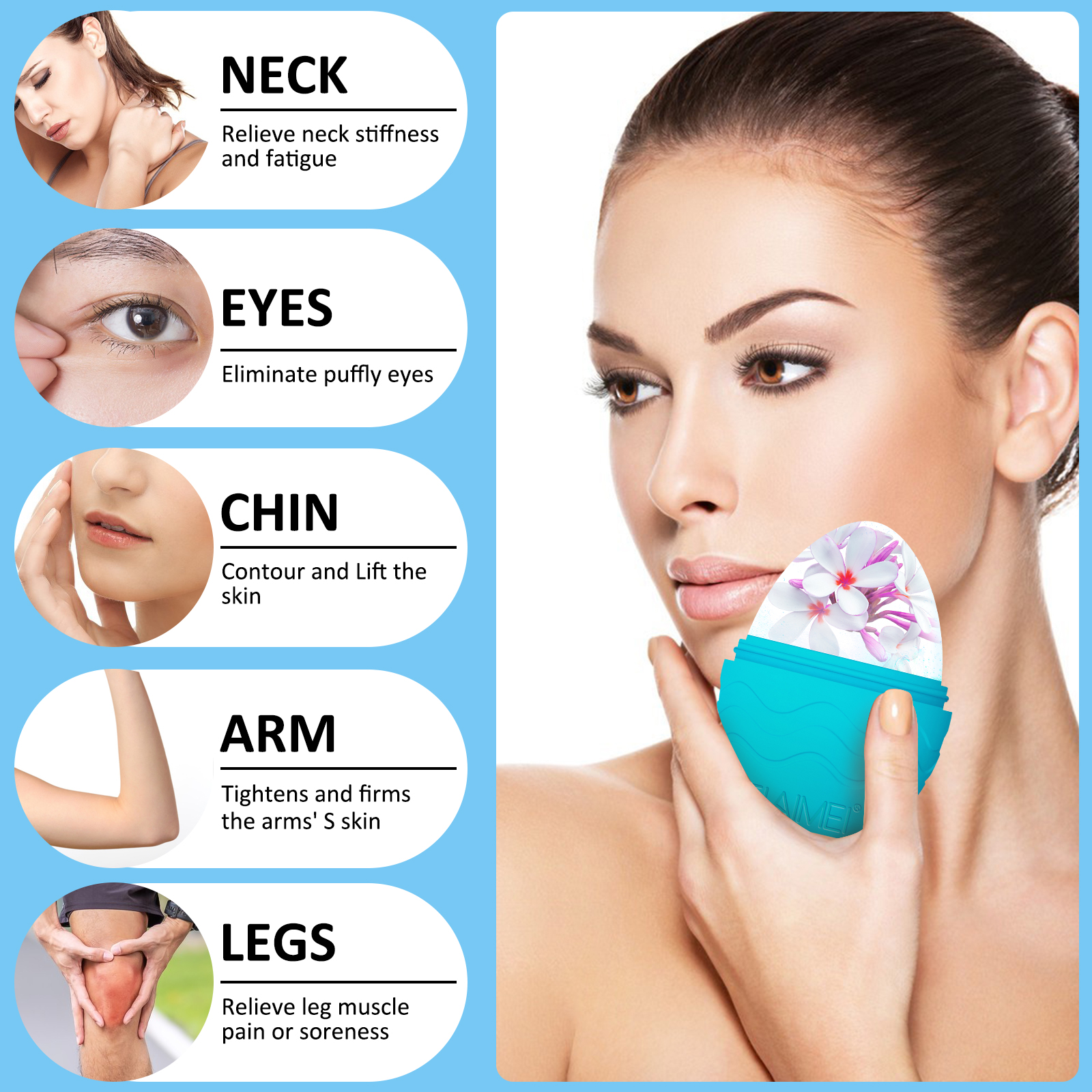 Elaimei Ice Facial Roller Acing Face Massager Skin Care Treatment Reusable Beauty Tool to Depuff Sculpt Face Shrink Pores Ball