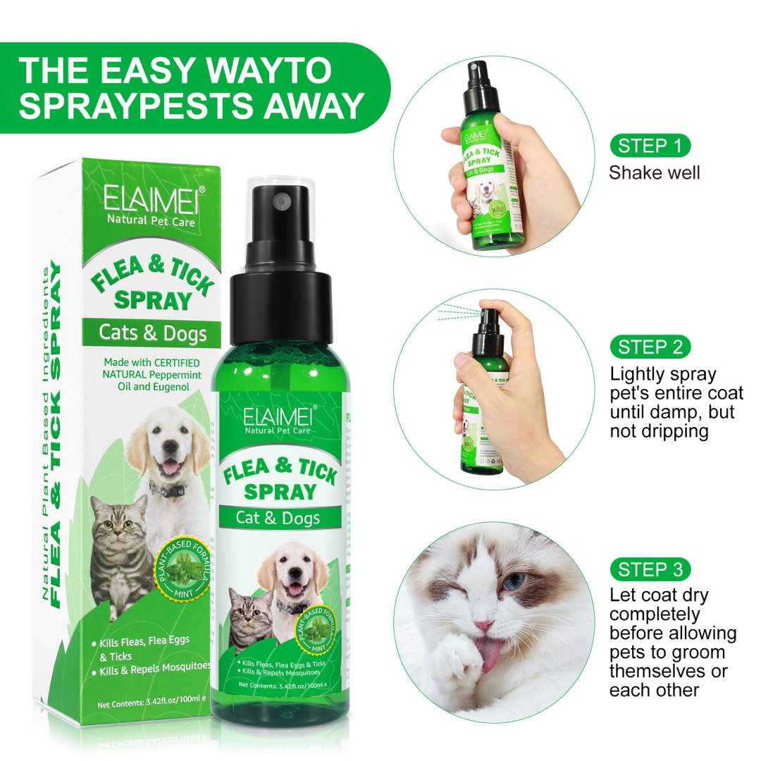 TOTAL HOME DEFENSE Elaimei Pet Anti Flea Tick Spray for Dogs Cats
