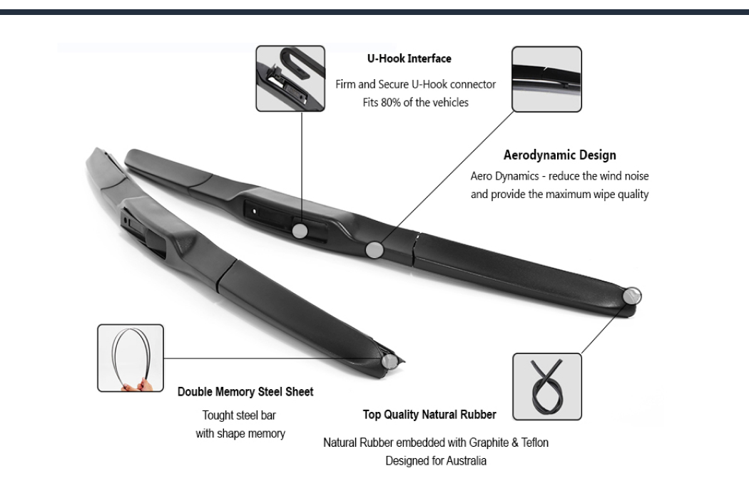 Wiper Blades for Kia Rio UB 2011 2012 2013 2014 2016 Pair 26" + 16