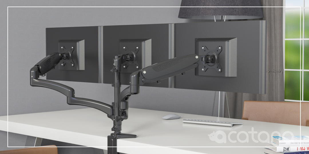 Acatana Triple Monitor Desk Mount Stand 3 Arm Computer Screen Holder Articulating up to 13 - 32" 8kg ACA-GM135D
