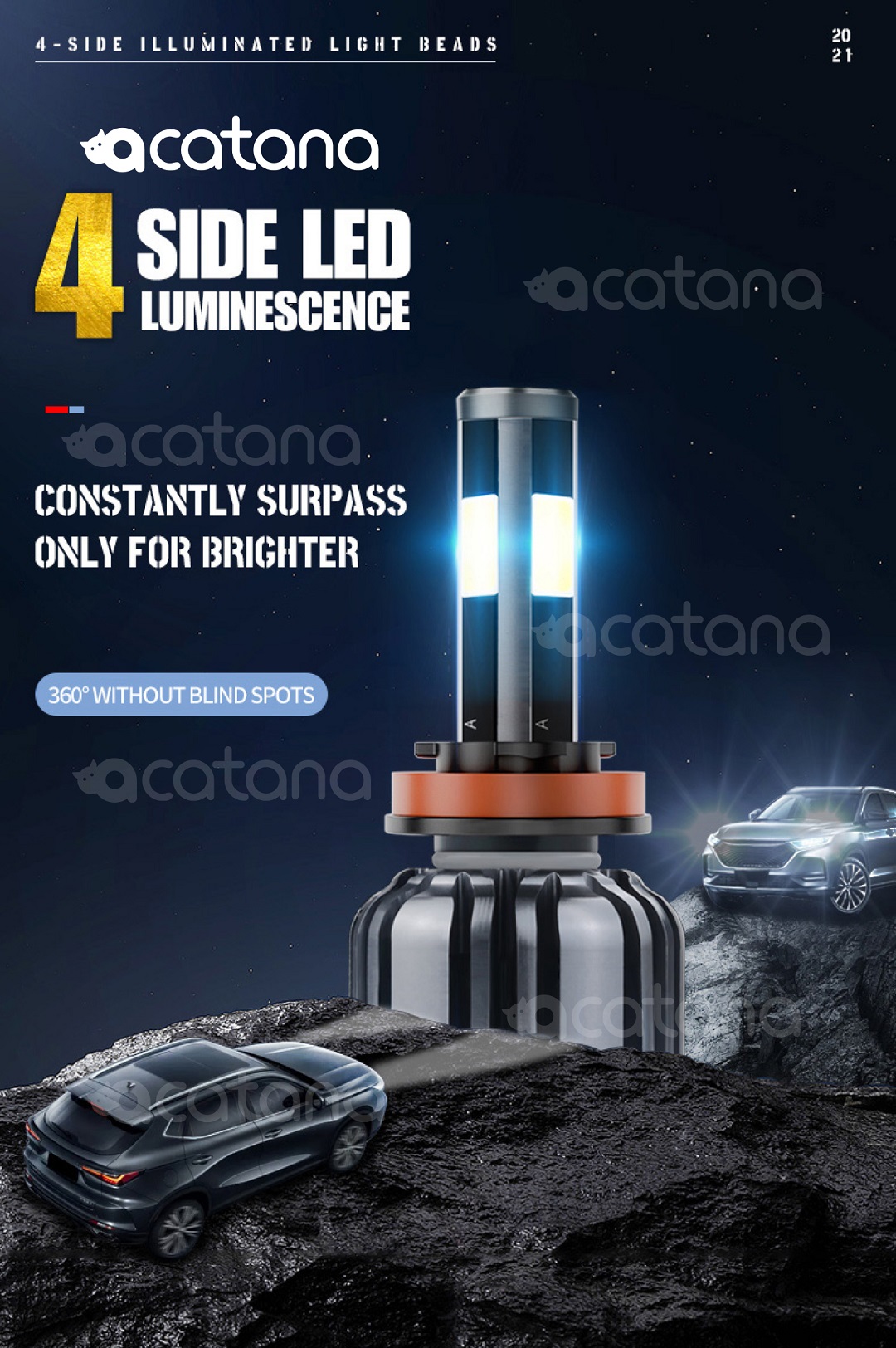 Advanced and Ingenious Design X4S Globes Bulbs Kit H4 HB2 9003 LED Headlight Car Lamps White 20000LM 