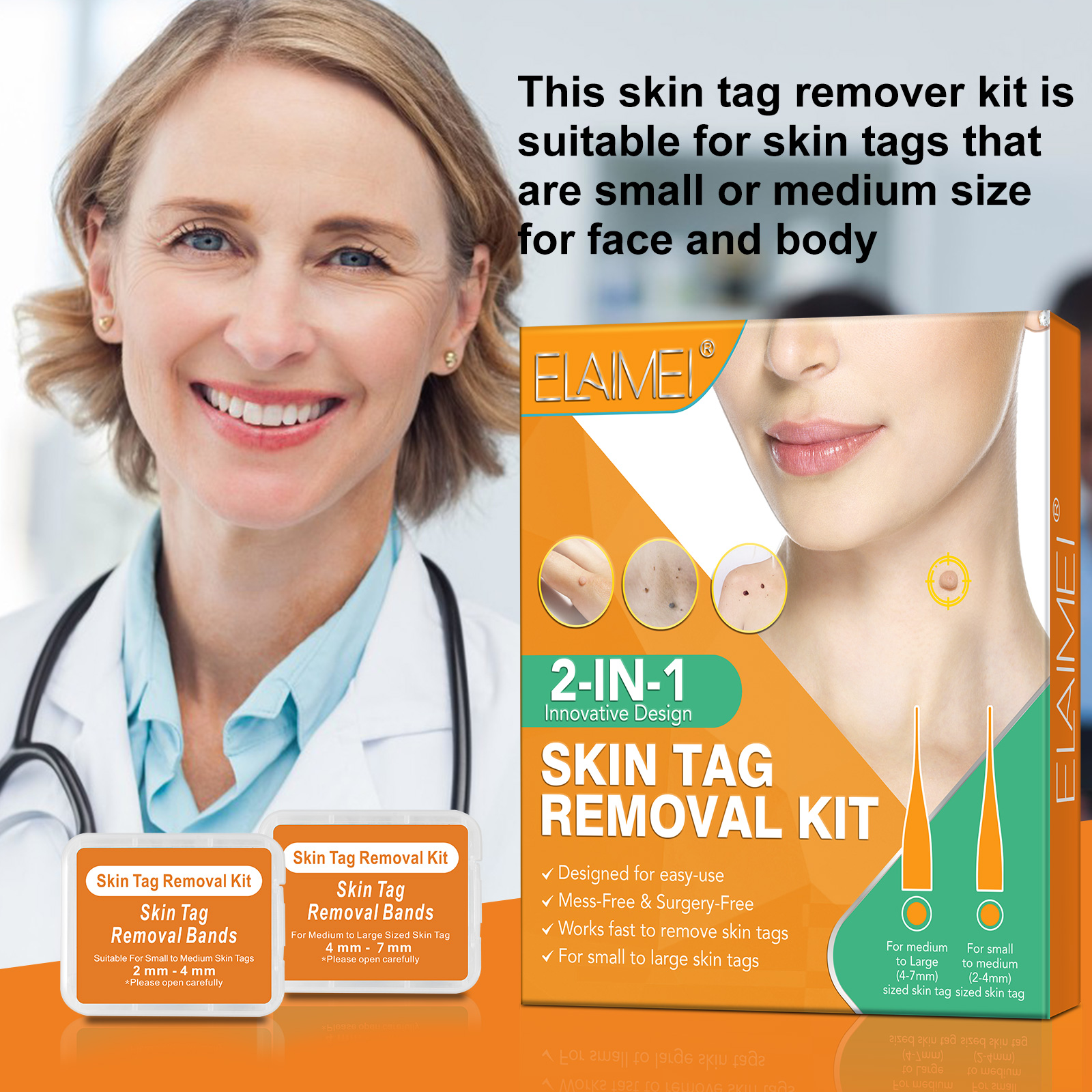 Elaimei Skin Tag Remover Kit Fast Effective Micro Safe Wart Removal Effective Bands