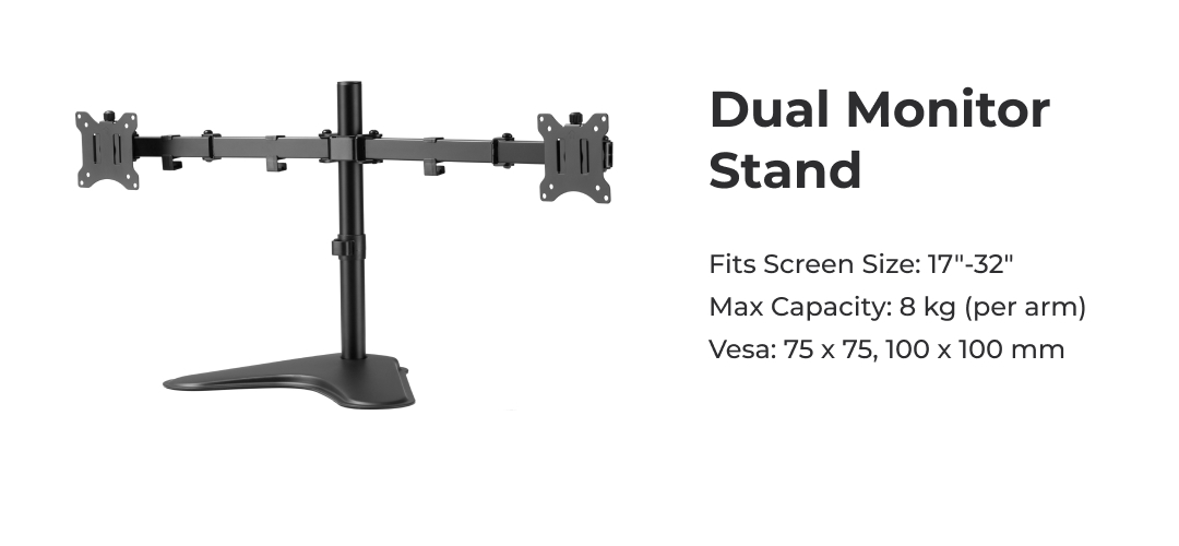 Freestanding Dual Monitor Mount Desk 2 Arm Stand Screens 32