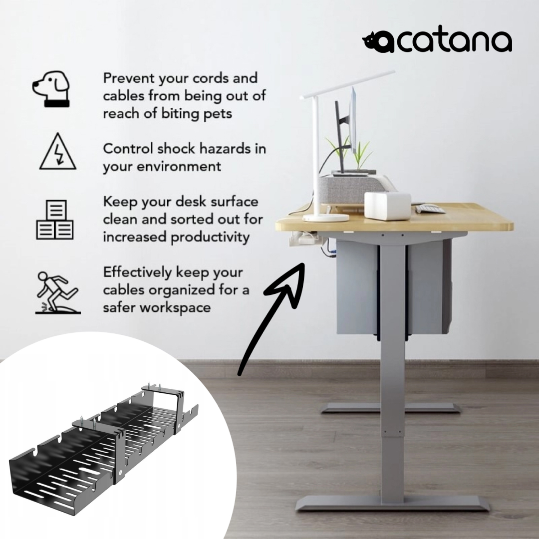 Acatana Cable Management Tray Organizer Under Desk Tidy Cord Wire Line Holder