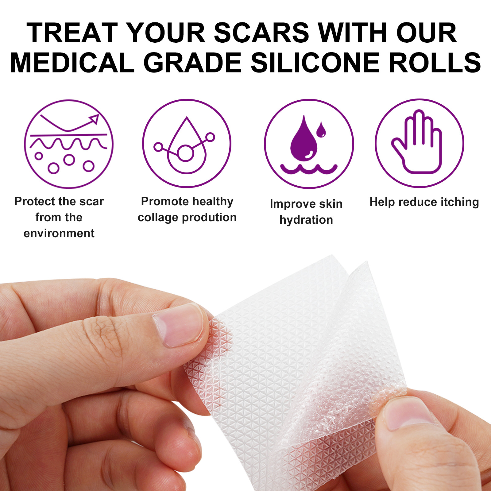 1.5 m Silicone Scar Sheets Gel Tape Roll Scars Removal Skin Treatment Repair Wound Burn Efficient Patch Tapes C-Section, Surgery, Burn, Keloid, Acne