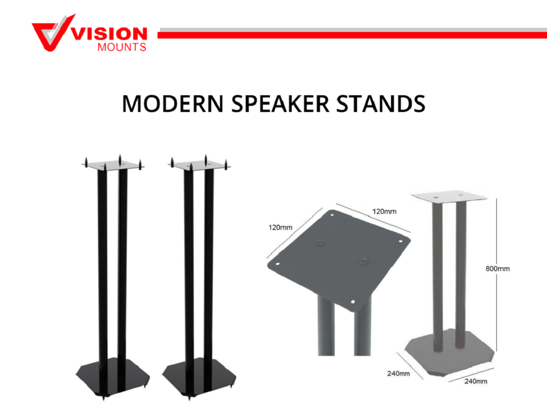 Vision Mounts VM-S05 | 2pcs Speaker Stands Floor Black Home Theater Bookshelf Studio Surround Sound