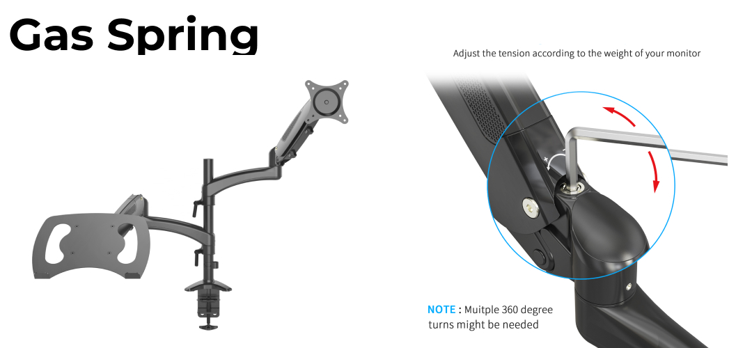 acatana ACA-LH08 | Dual Monitor Stand 2 Arm Desk Mount with Tray Holder Adapter for Laptop up to 16kg 32