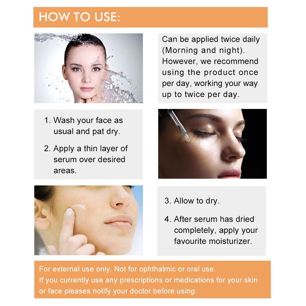 Kizenka Vitamin C Face Serum Hyaluronic Acid Anti-Aging Wrinkles Skin Repair Retinol Antioxidant Moisturizer Facial Skin Care Repair